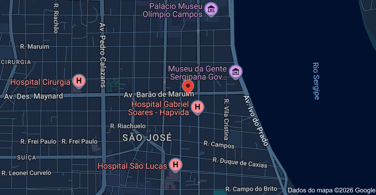 Mapa de localização da ASCORSEG na Av. Barão de Maruim, 461, Centro, Aracaju - SE