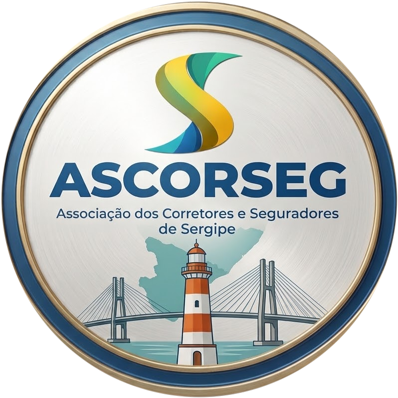 Emblema da ASCORSEG — Associação dos Corretores e Seguradores de Sergipe, com o farol e a ponte de Aracaju